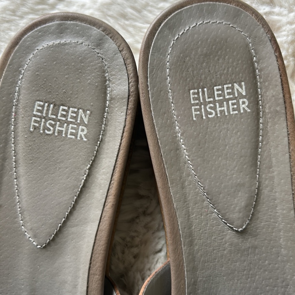 Eileen Fisher Taupe Leather Sandals - Picture 2 of 9